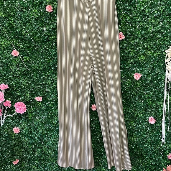 Olive Green Striped Jumpsuit with Adjustable Straps - Picture 3 of 6